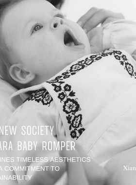 the new society 25AW纯棉男宝女宝刺绣白色牛仔连体裤背带裤周岁