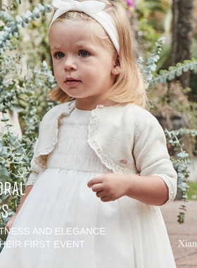 Mayoral西班牙新生儿女宝满月百日连衣裙礼服套装纱裙公主蓬蓬裙