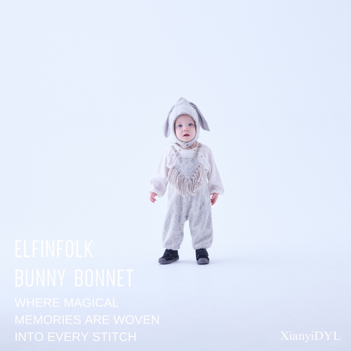 Elfinfolk日本25AW秋冬婴幼儿兔耳朵护耳帽保暖套头帽新生儿帽子
