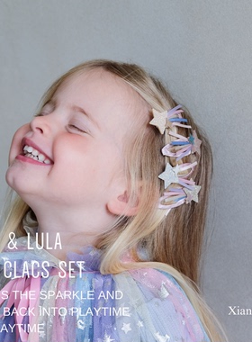 mimi&lula25新款小女孩卡通发夹发卡女宝公主仙女蝴蝶结星星发饰