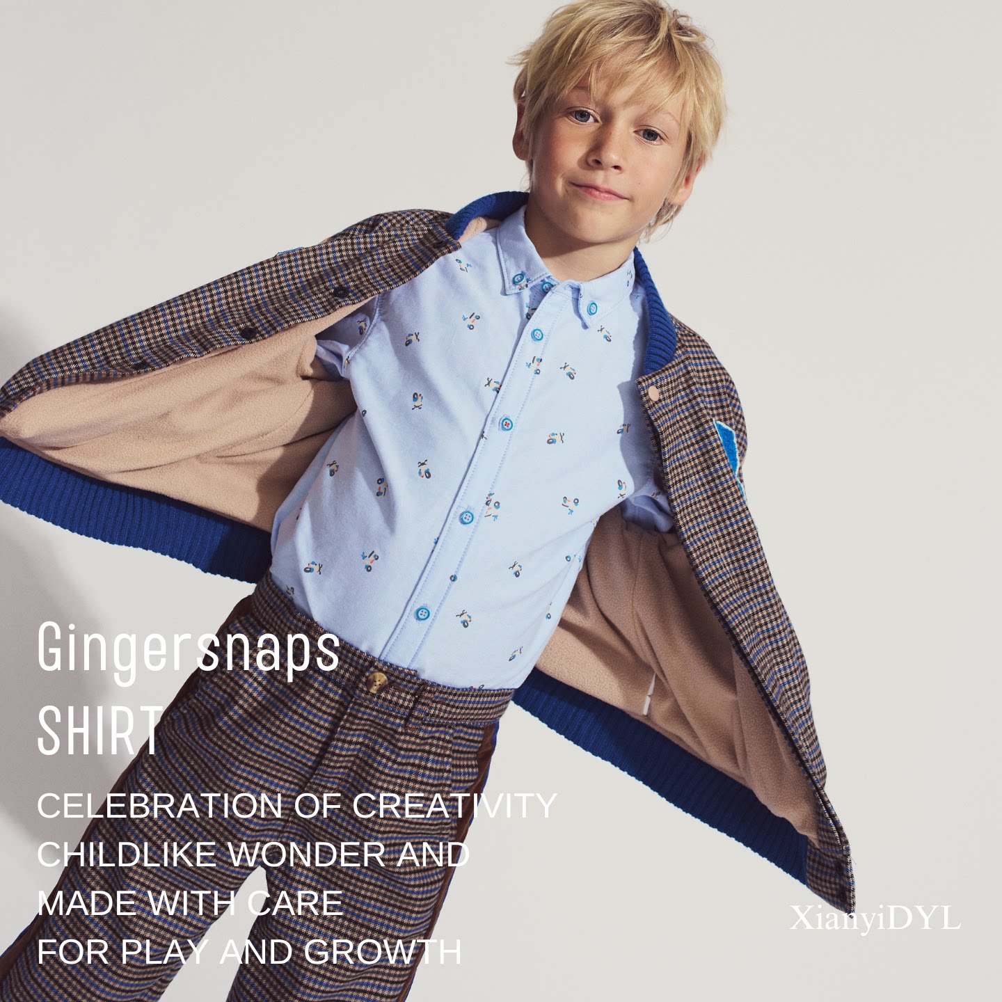 Gingersnaps秋冬现货男宝纯棉小车小动物牛津布衬衫可爱英伦上衣图片