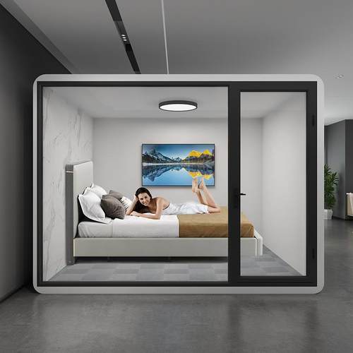钢化玻璃隔音房家用移动式静音睡眠舱 金属框架隔音空间可定制
