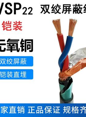 铠装屏蔽线RVSP22双绞RS485通讯信号线NH-RVSP耐火RYSP低烟无卤