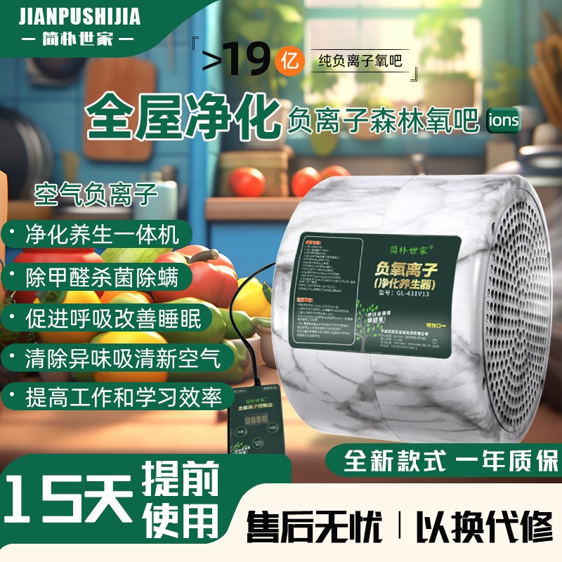 小粒径负离子空气净化器无臭氧生态家用纯负离子发生器除甲醛清新