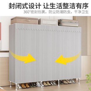 衣柜家用卧室儿童衣柜衣橱 简易布衣柜加厚全钢架结实耐用经济组装