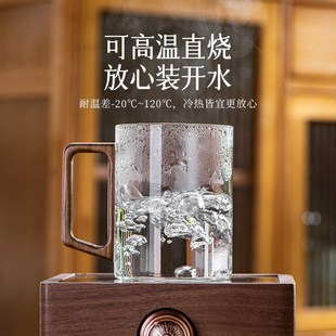 家用待客厅耐高温带把大玻璃啤酒杯子办公室泡绿茶 高硼硅水杯套装