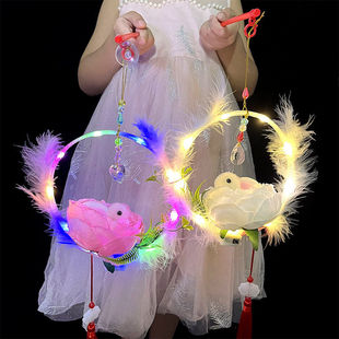 中秋节发光灯笼手提小花灯卡通发光兔子灯笼古风宫廷挂饰闪光玉兔