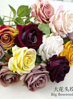 2025新款情人节仿真玫瑰花客厅塑料花束家居装饰假花浪漫摆件