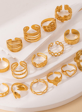 欧美钛钢戒指男女时尚高级感不锈钢指环简约不掉色个性潮流戒指