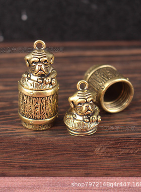 黄铜水桶狗摆件家居办公室桌面茶宠水桶狗摆件黄铜工艺品装饰