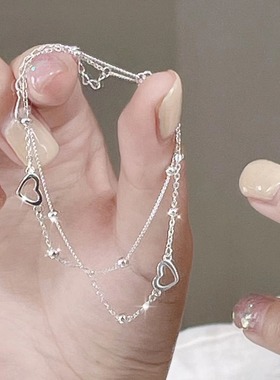 2025新款高级镂空爱心手链女款轻奢小众双层简约百搭七夕精美礼品