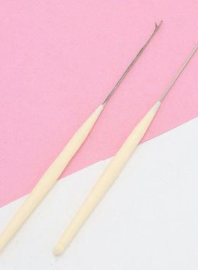 编织工具带舌钩针 小钩毛线勾针 串珠三通钩针接发细头塑料柄钩针