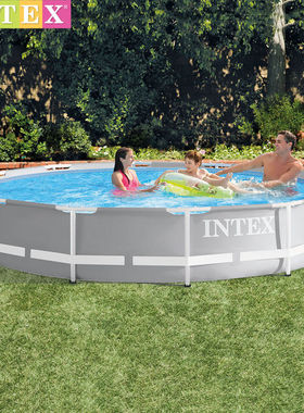 intex 26712 圆形管架水池套装 支架泳池 家庭游泳池成人