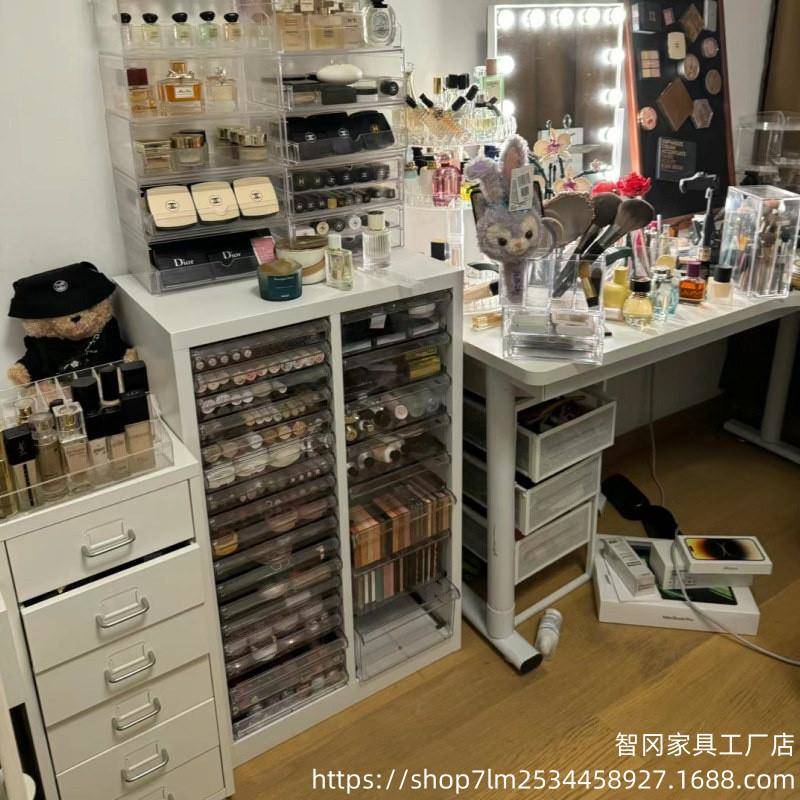4文件柜抽屉式彩妆美甲平底收纳柜烘焙店布料厂收纳柜家用整理柜