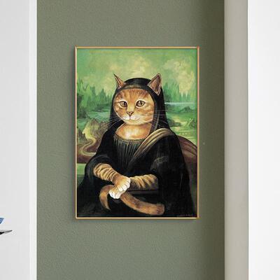 名画床LRZ的猫现代简约客装饰画里怀旧复古创意猫咪壁画卧室头厅
