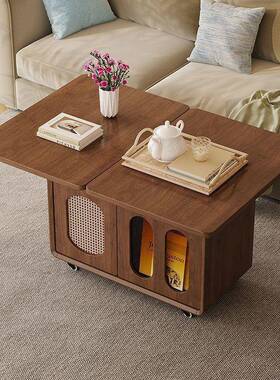 实木茶几移动升降折款叠台客厅家用茶桌63684茶户型多功能新推车