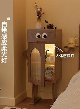 储物柜带灯木床VRC头柜创意床斗边柜儿童客厅实机器人收纳卧柜室