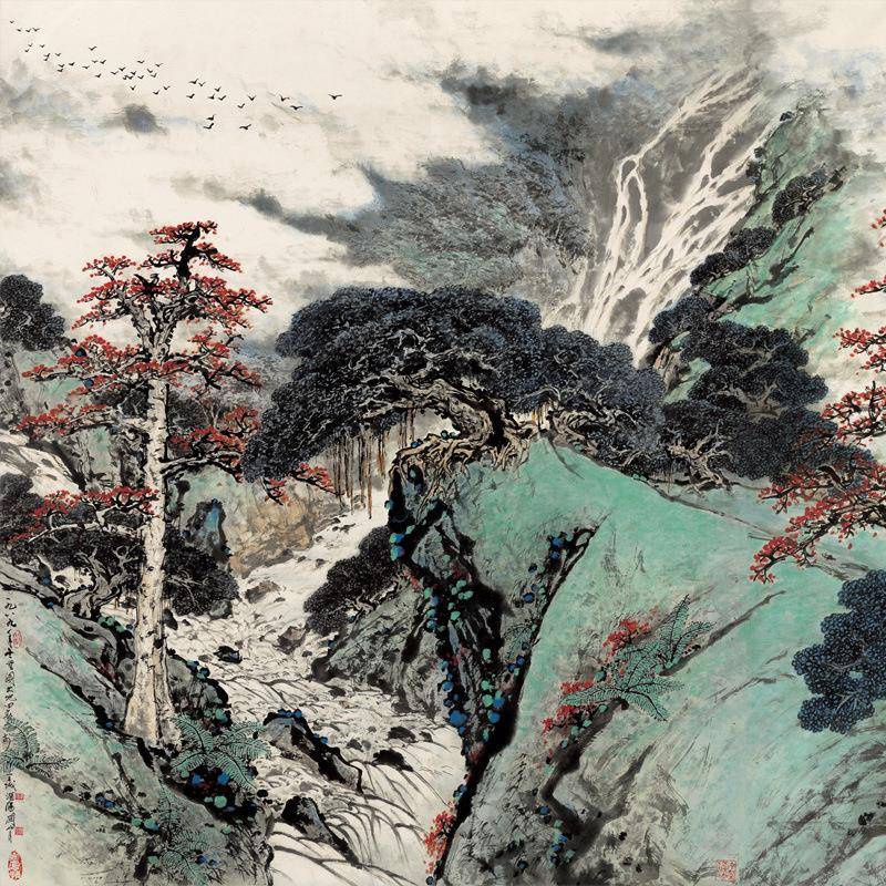 挂画微喷画山WLX房水国月画关山名人字画装裱新中式客厅书装饰芯