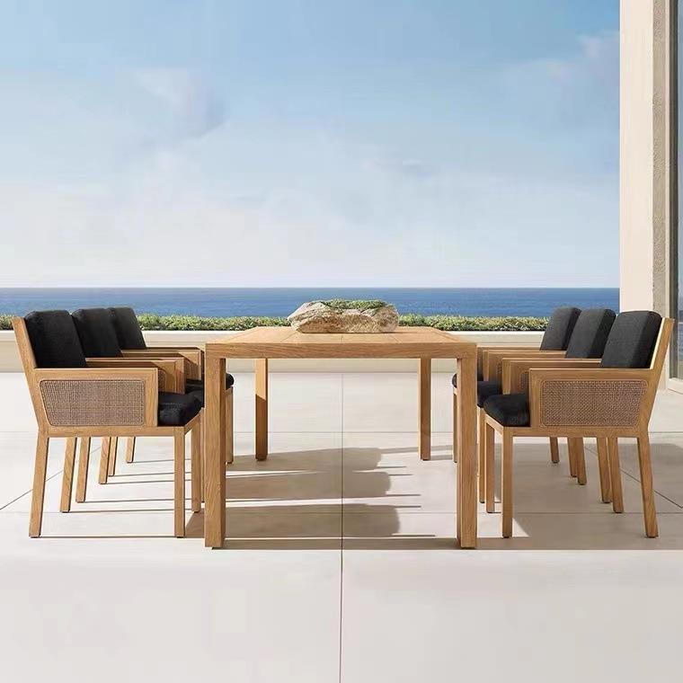 庭HVY户外桌椅组合阳光房院园实木花家设计师露天阳台餐厅做旧藤