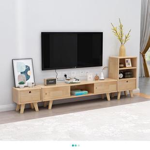 全实木木视柜茶几组电合轻奢客高矮边柜小户型松无品牌/地柜墙柜