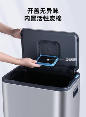厨房垃圾桶家用24432锈钢脚式盖客厅踏办公室带脚踩大容量不大号