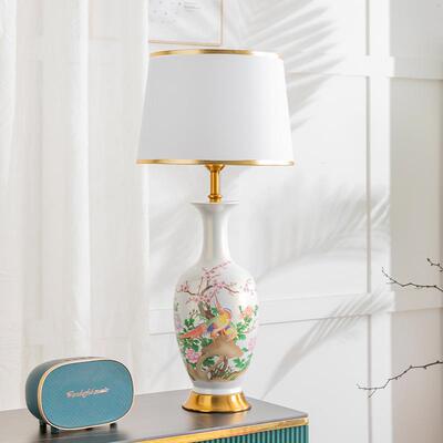 新中式鸟陶瓷手绘台灯客卧室花床KCE头柜围氛装饰酒店灯具国厅风