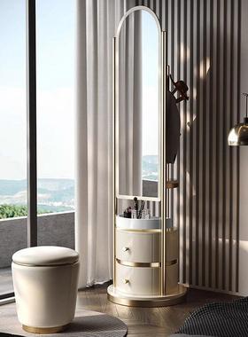 穿衣镜形全tb-77595身落地衣帽架一家用圆化妆子镜轻奢体旋转商店