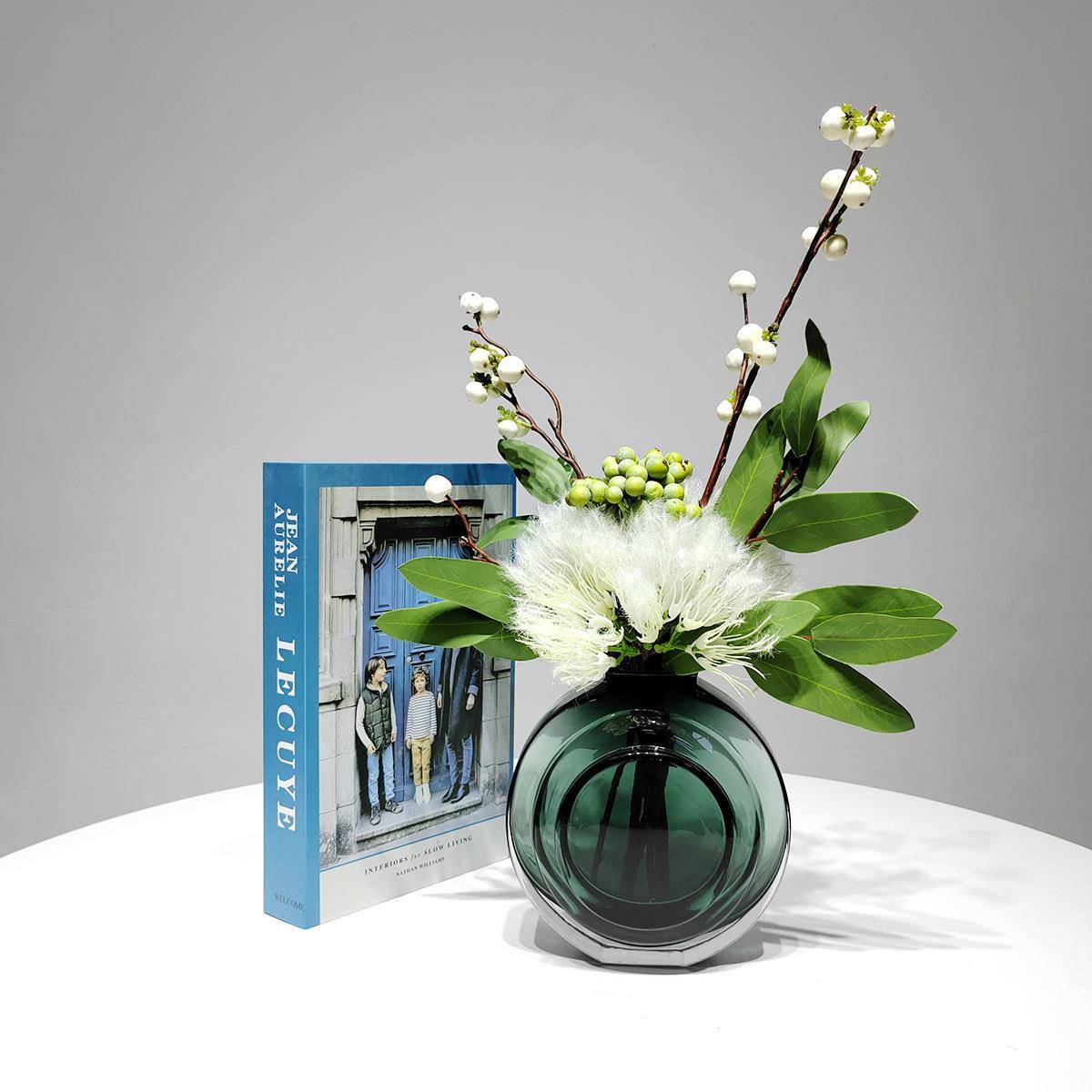 现代轻奢仿真艺花玻璃花器客厅酒店售插楼DLR处茶几花桌面家居摆