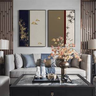 饰竹画软样板间竹报平安画CTD挂竖版 子装 祥云风景 式 入户玄关中装