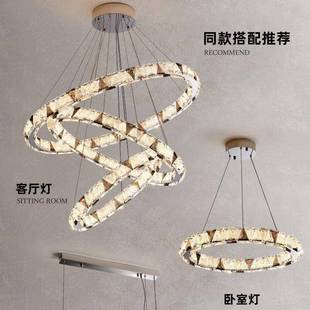 餐厅灯厅简约灯现代轻奢水晶大灯旋挑168空复式 别墅客转楼梯间长
