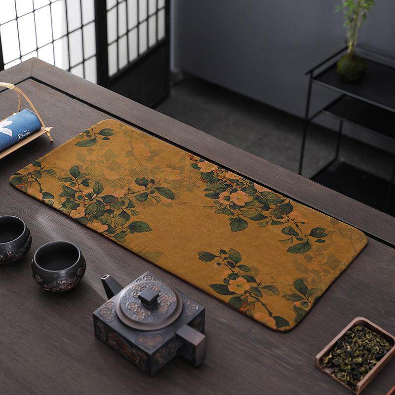 ?热香云纱无品牌/茶席柞蚕丝席老茶料干泡真丝茶垫布艺隔垫布垫道