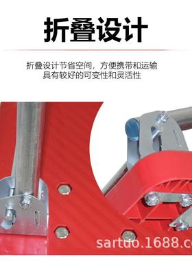 红色折叠平板车加手把手MLJ推静音小拉货车搬运车拖车车四轮小推