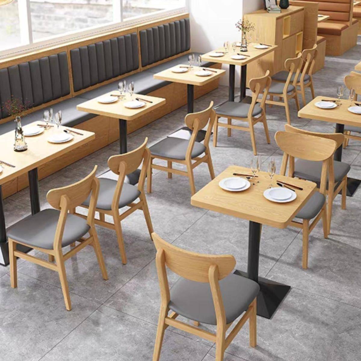 式极简西意餐厅软包卡座双快人餐面店一桌椅四现代简约方ICX桌餐