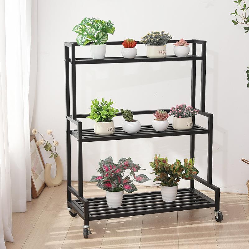 花架阳台多层置物室内户带外架庭院落地阶式轮梯可移动EFP铁艺花