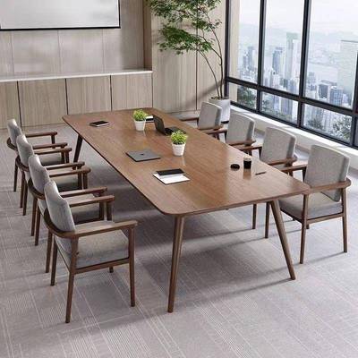 实木约会议桌工长方形作商用大台板fgg木桌子长条桌简现