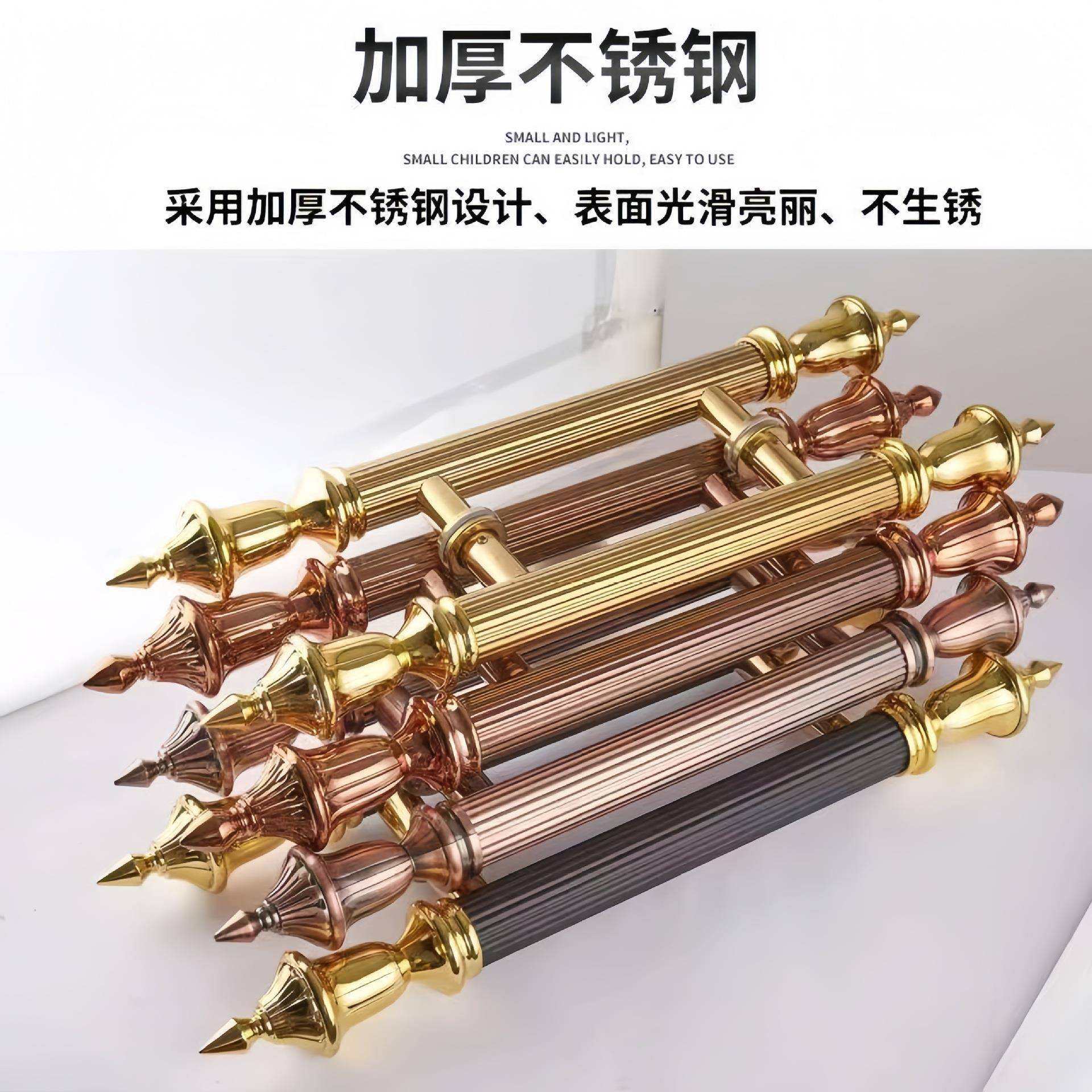 欧式红古铜玻璃门拉手色不锈钢推门复古黑玫拉08钛瑰金包厢木门把