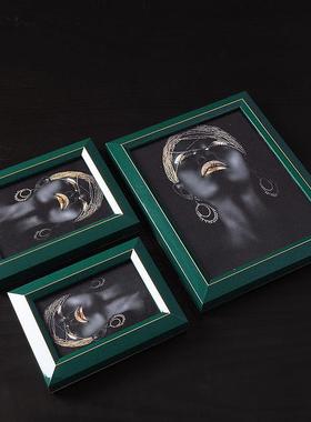 欧式框轻奢实木相框摆台创意摆风件蓝色6UPZ寸寸10寸画7桌面装饰