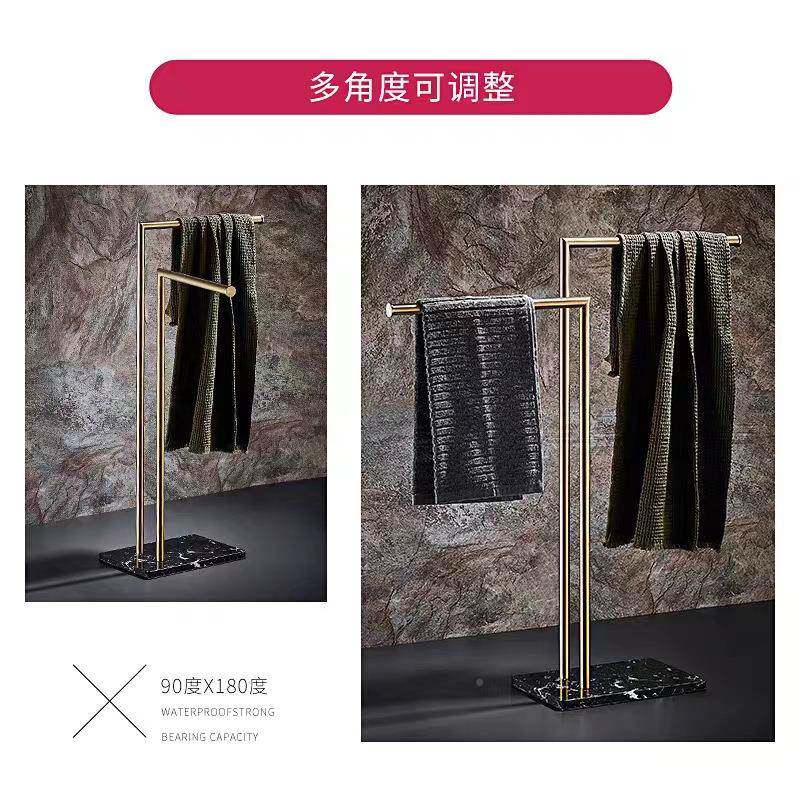 不锈钢落SPN地毛巾浴杆大理石室金色浴巾架缸挂浴衣帽免孔打卫生