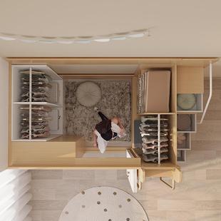 多童功能组合床亲衣VB732 00柜床上床下柜儿床小户型床衣帽间柜一