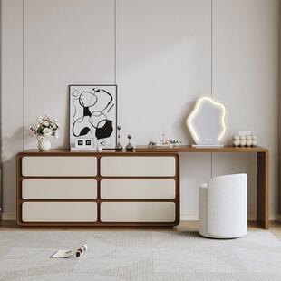 复古美式梳妆台柜卧主收纳柜一体中古转风简易HYJ卧室伸缩角斗化