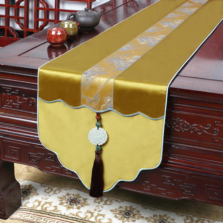 新中式桌电旗简约大气轻奢几餐桌布装饰视F76M96J6柜盖条布床茶尾