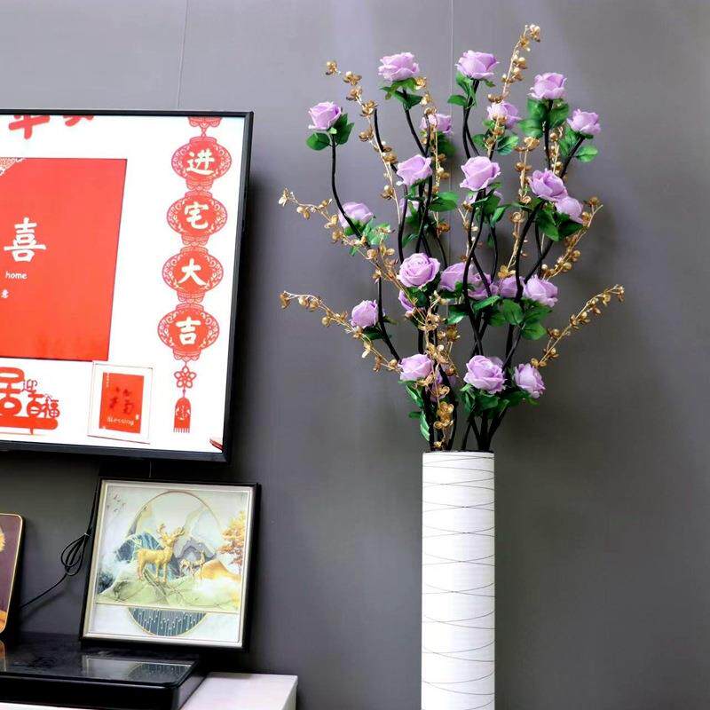 绒角玫瑰花束花客厅地件摆设大落插装饰花室内假花摆56106363干花