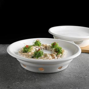 鱼圆剁椒鱼头盘专用盘TVF酒店陶瓷蜡烛形加热餐具商用明炉炉帝皇