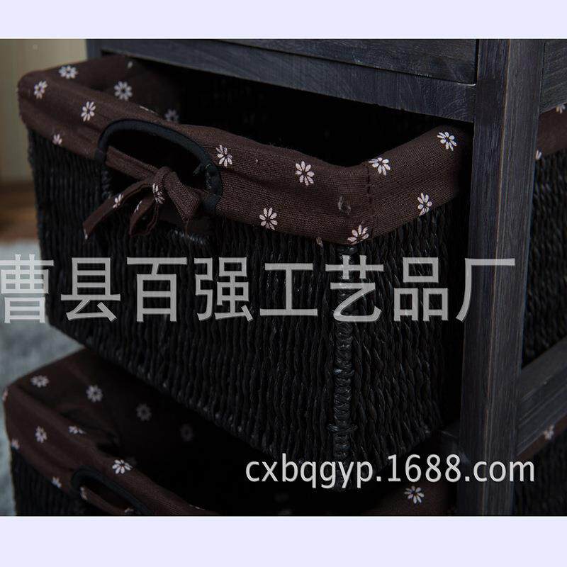 屉抽式收纳柜床头柜子约玉RYC米皮编制简客厅储物柜