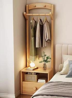 架实衣帽架小23437户型床头置物储柜木挂衣一体家用落地多功能收