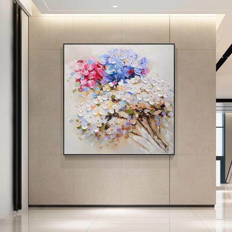 顺丰绘抽象油画客厅厅壁画手幸福OQQ花餐装饰画现代简约入开户门