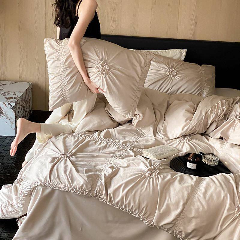 浪漫唯J13美棉00S现代美式体四件套全1公主风立花朵被套纯棉床上