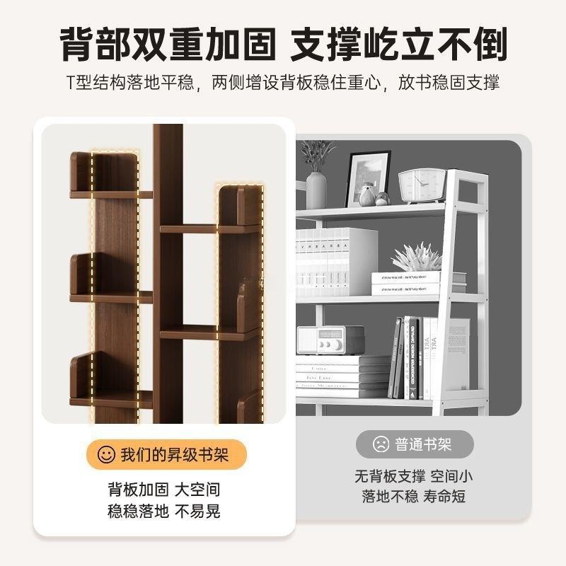 实木落书架厅物架地简易家用客卧室靠MEF墙花架简约创意树形置小