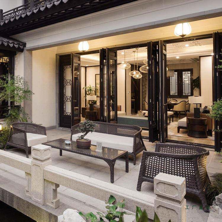 新中式藤编沙发户藤别外墅露园天花商业街庭椅院仿藤GKU沙发组合