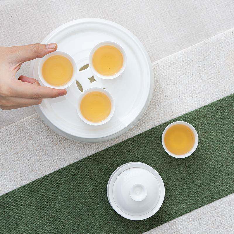 兴泥匠胎骨瓷茶具户外旅行冲便携茶GVI器薄潮汕工夫茶具6寸茶盘